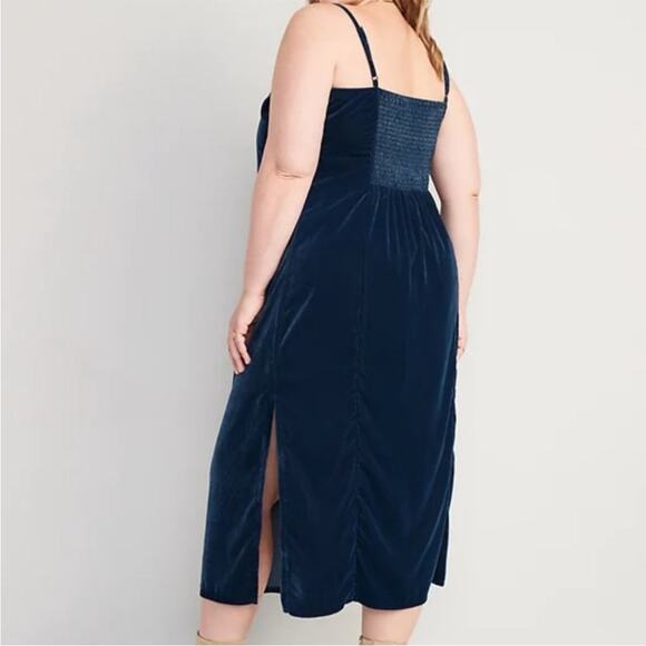 NWT old navy blue velvet maxi dress size M - Picture 2 of 6